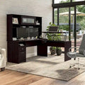 Bureau d'angle assis-debout de 183 cm avec huche, réglage en hauteur sur 3 positions