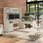 Bureau d'angle assis-debout de 183 cm avec huche, réglage en hauteur sur 3 positions
