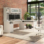 Bureau d'angle assis-debout de 183 cm avec huche, réglage en hauteur sur 3 positions