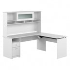 Bureau d'angle assis-debout de 183 cm avec huche, réglage en hauteur sur 3 positions