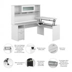 Bureau d'angle assis-debout de 183 cm avec huche, réglage en hauteur sur 3 positions