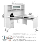 Bureau d'angle assis-debout de 183 cm avec huche, réglage en hauteur sur 3 positions