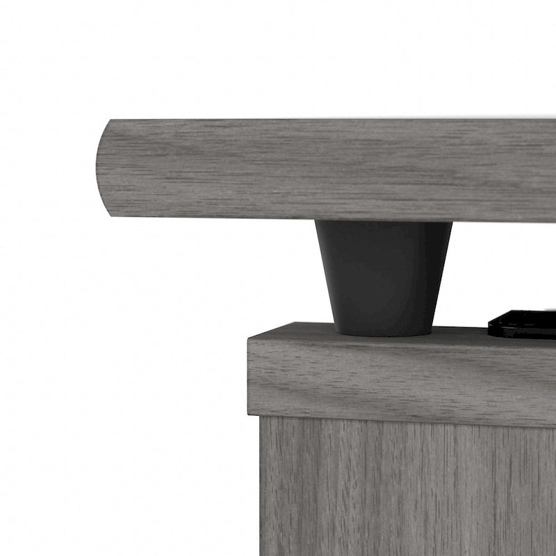 Bureau d'angle assis-debout de 183 cm avec huche, réglage en hauteur sur 3 positions