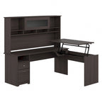 Bureau d'angle assis-debout de 183 cm avec huche, réglage en hauteur sur 3 positions
