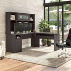 Bureau d'angle assis-debout de 183 cm avec huche, réglage en hauteur sur 3 positions