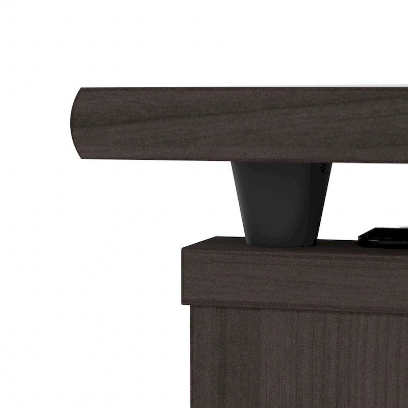Bureau d'angle assis-debout de 183 cm avec huche, réglage en hauteur sur 3 positions