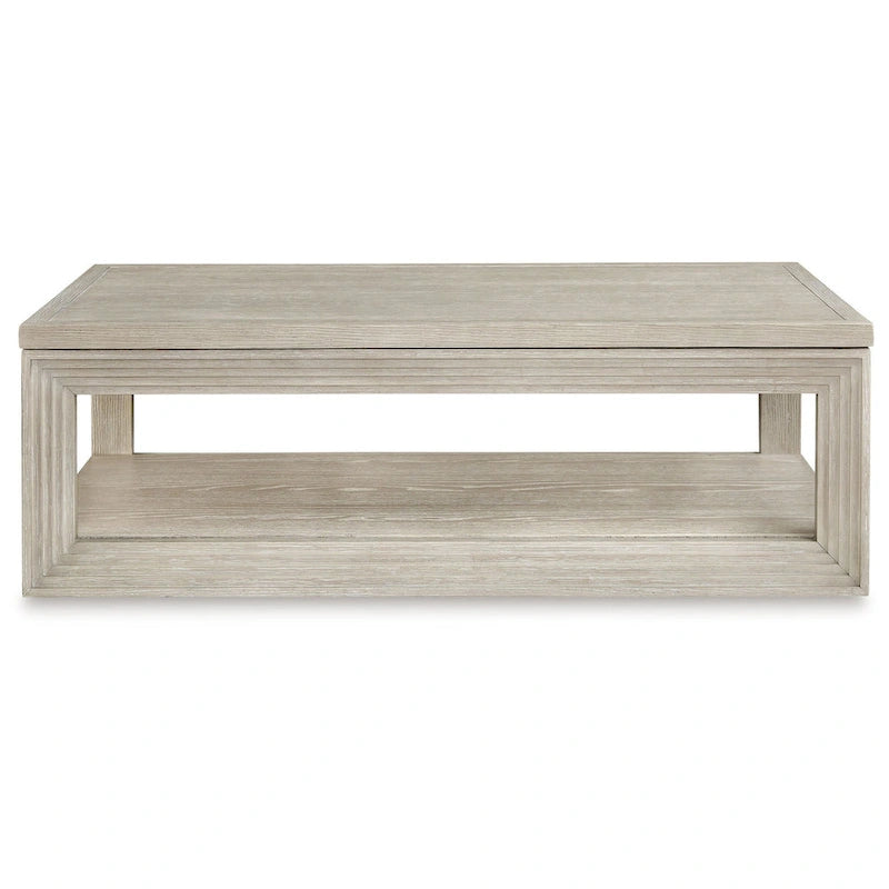Table basse relevable avec rangement dissimulé, gris patiné de 54 pouces