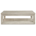 Table basse relevable avec rangement dissimulé, gris patiné de 54 pouces