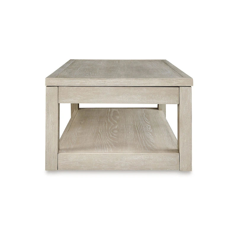 Table basse relevable avec rangement dissimulé, gris patiné de 54 pouces