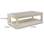 Table basse relevable avec rangement dissimulé, gris patiné de 54 pouces