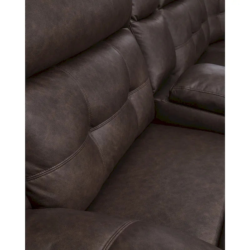 Causeuse sectionnelle inclinable électrique 2 places Punch Up marron foncé Signature Design by Ashley - 80 larg. x 39 prof. x 41 haut.