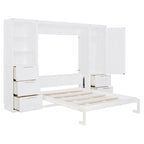 Lit escamotable Queen moderne avec placard et tiroirs