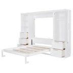 Lit escamotable Queen moderne avec placard et tiroirs