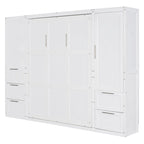 Lit escamotable Queen moderne avec placard et tiroirs