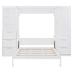 Lit escamotable Queen moderne avec placard et tiroirs