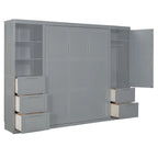 Lit escamotable Queen moderne avec placard et tiroirs