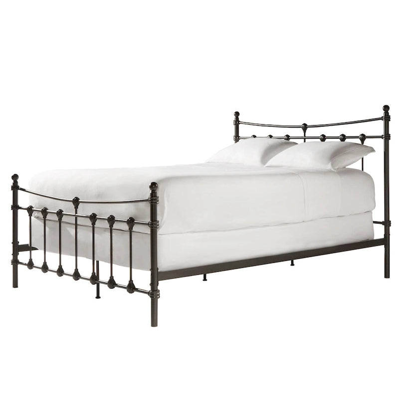 Cadre de lit Xander en acier marron foncé de style antique