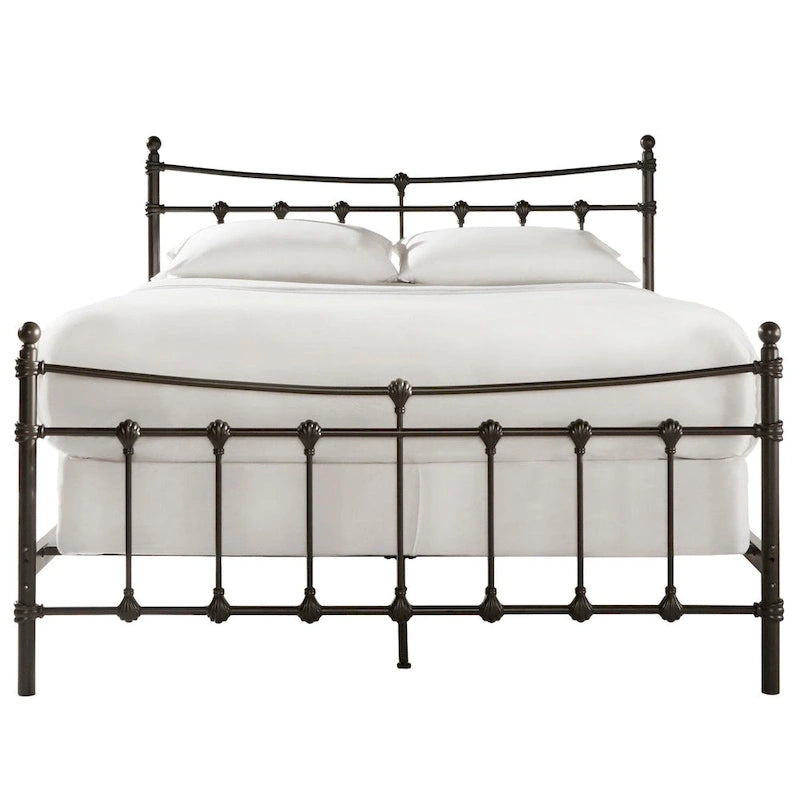 Cadre de lit Xander en acier marron foncé de style antique