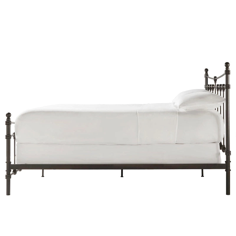 Cadre de lit Xander en acier marron foncé de style antique