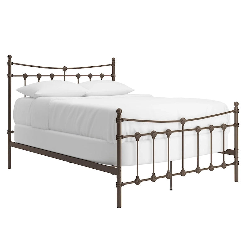 Cadre de lit Xander en acier marron foncé de style antique