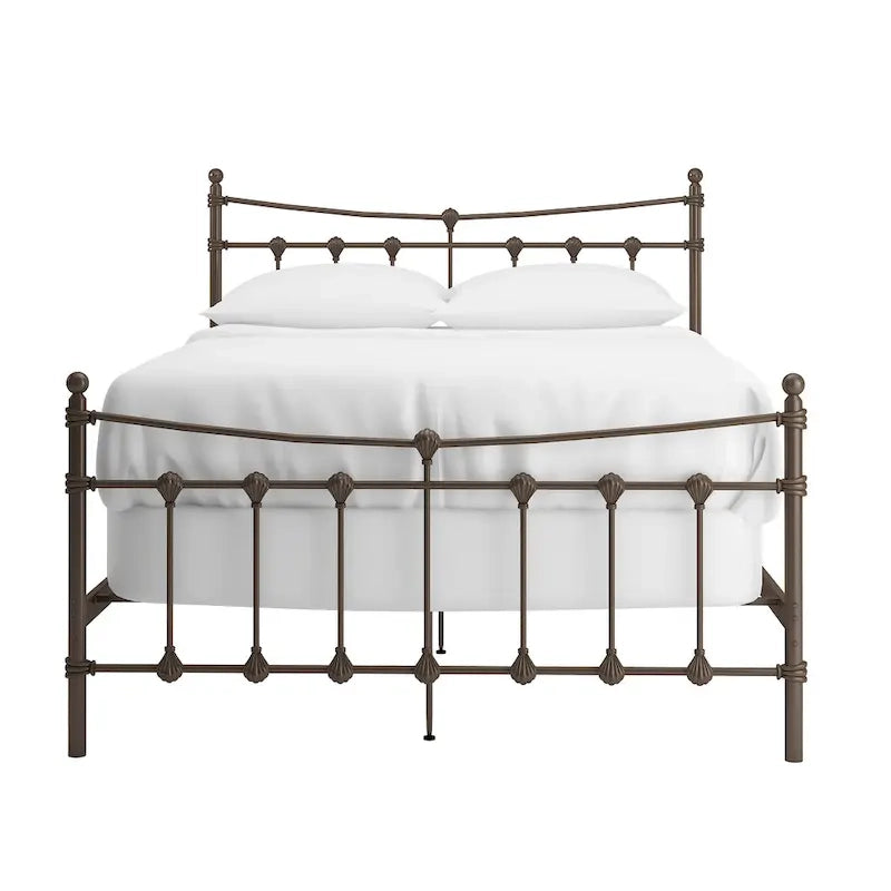 Cadre de lit Xander en acier marron foncé de style antique
