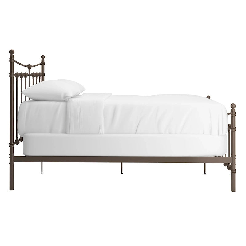 Cadre de lit Xander en acier marron foncé de style antique