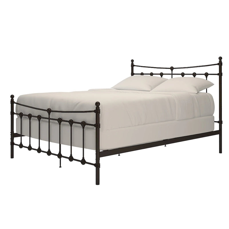 Cadre de lit Xander en acier marron foncé de style antique