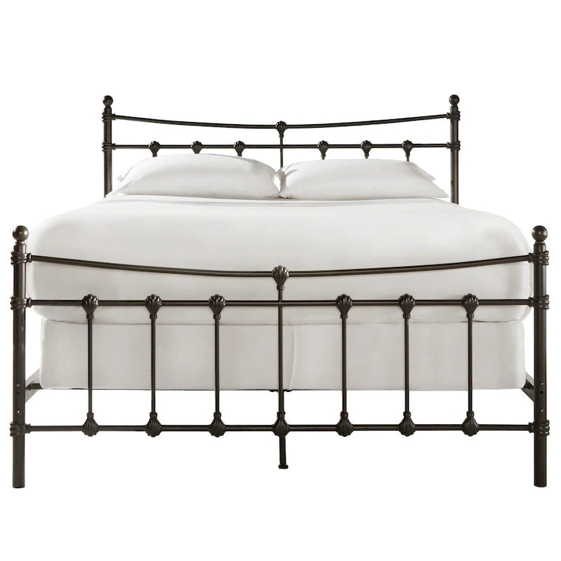 Cadre de lit Xander en acier marron foncé de style antique
