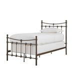 Cadre de lit Xander en acier marron foncé de style antique