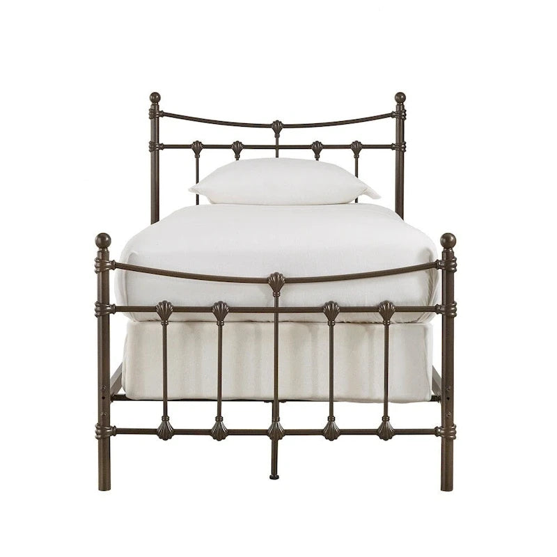 Cadre de lit Xander en acier marron foncé de style antique