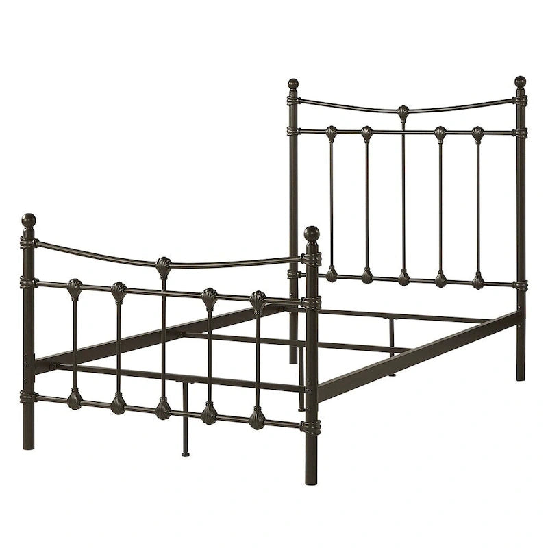 Cadre de lit Xander en acier marron foncé de style antique