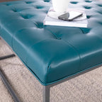 Pouf capitonné en similicuir avec base traîneau en acier, 86 cm (L) x 86 cm (P) x 46 cm (H)