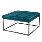 Pouf capitonné en similicuir avec base traîneau en acier, 86 cm (L) x 86 cm (P) x 46 cm (H)