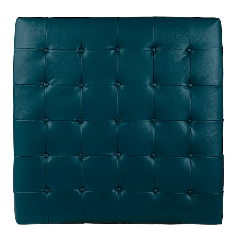 Pouf capitonné en similicuir avec base traîneau en acier, 86 cm (L) x 86 cm (P) x 46 cm (H)