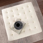 Pouf capitonné en similicuir avec base traîneau en acier, 86 cm (L) x 86 cm (P) x 46 cm (H)