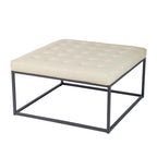 Pouf capitonné en similicuir avec base traîneau en acier, 86 cm (L) x 86 cm (P) x 46 cm (H)