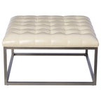 Pouf capitonné en similicuir avec base traîneau en acier, 86 cm (L) x 86 cm (P) x 46 cm (H)