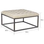 Pouf capitonné en similicuir avec base traîneau en acier, 86 cm (L) x 86 cm (P) x 46 cm (H)