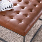 Pouf capitonné en similicuir avec base traîneau en acier, 86 cm (L) x 86 cm (P) x 46 cm (H)