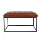 Pouf capitonné en similicuir avec base traîneau en acier, 86 cm (L) x 86 cm (P) x 46 cm (H)
