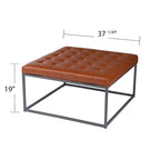 Pouf capitonné en similicuir avec base traîneau en acier, 86 cm (L) x 86 cm (P) x 46 cm (H)