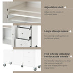 Îlot de cuisine mobile roulant avec plateau en bois massif et roulettes blocables