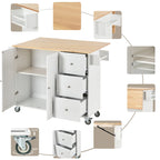 Îlot de cuisine mobile roulant avec plateau en bois massif et roulettes blocables
