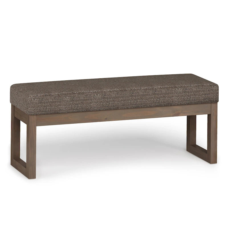 Banc ottoman rectangulaire contemporain en similicuir de 112 cm