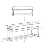 Banc ottoman rectangulaire contemporain en similicuir de 112 cm