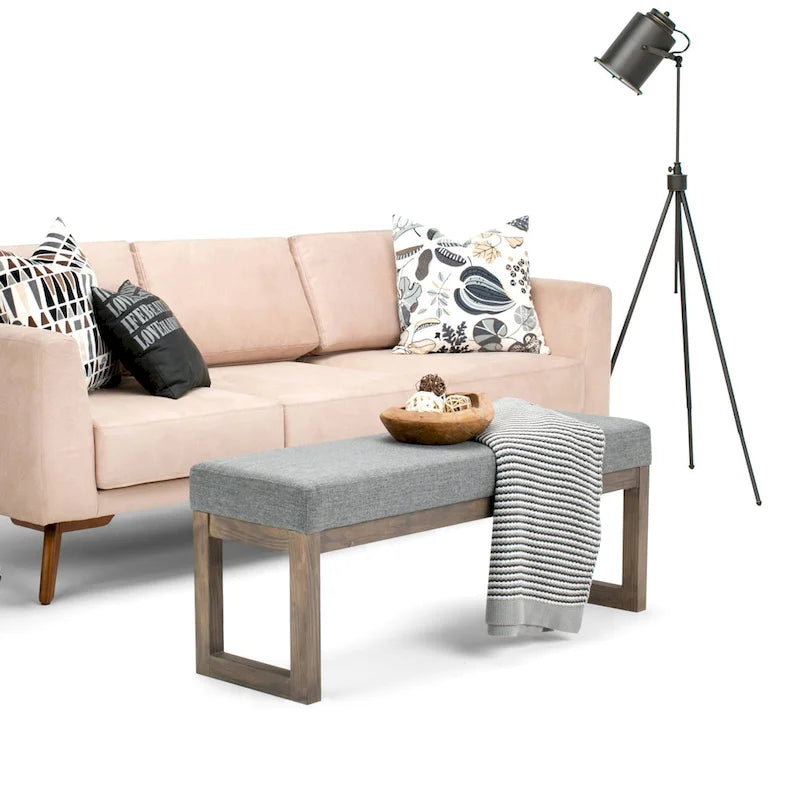 Banc ottoman rectangulaire contemporain en similicuir de 112 cm