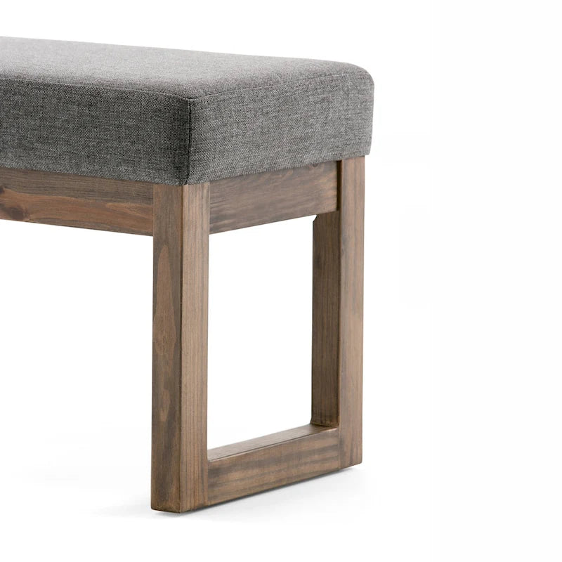 Banc ottoman rectangulaire contemporain en similicuir de 112 cm