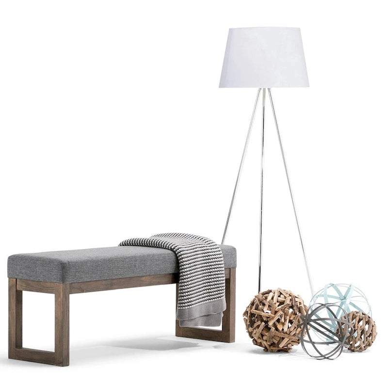Banc ottoman rectangulaire contemporain en similicuir de 112 cm