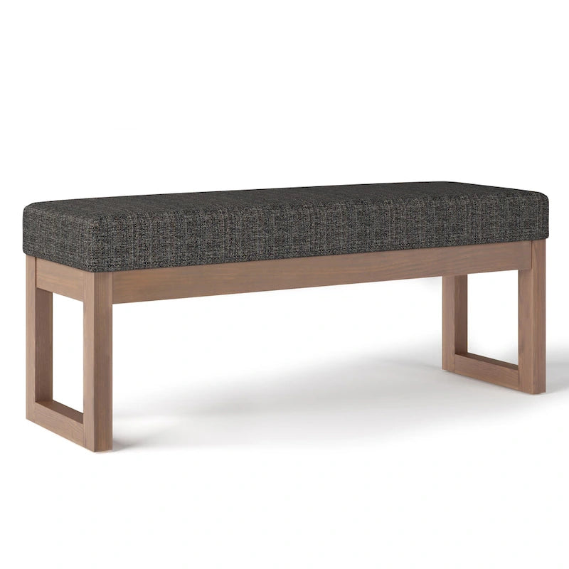 Banc ottoman rectangulaire contemporain en similicuir de 112 cm