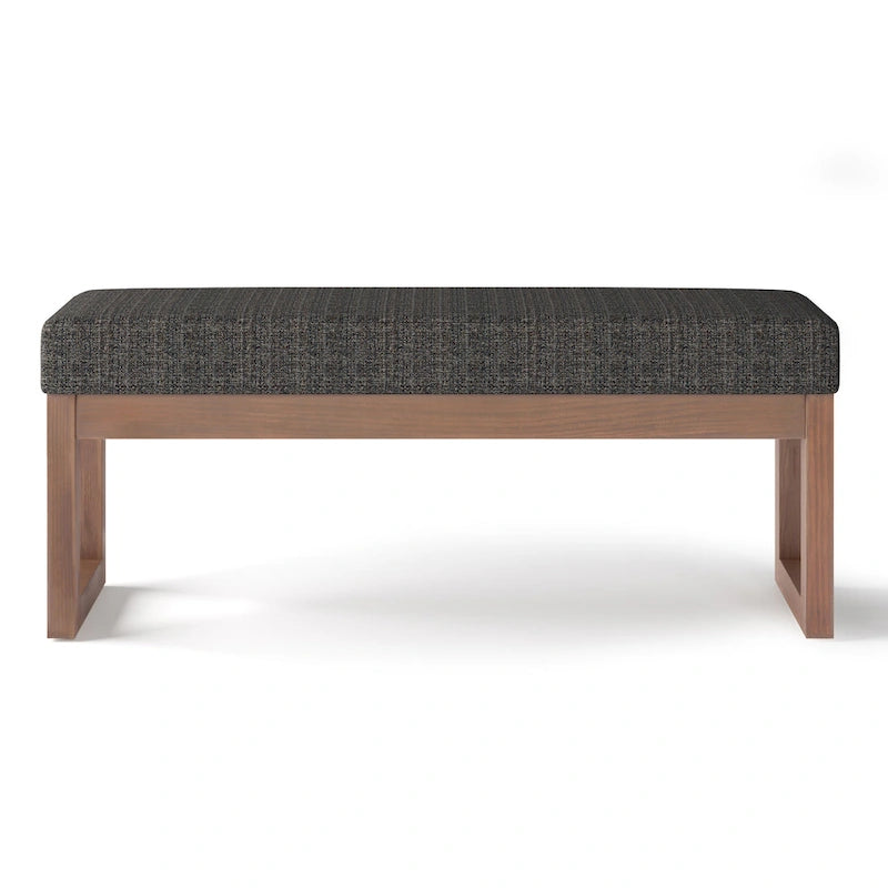 Banc ottoman rectangulaire contemporain en similicuir de 112 cm